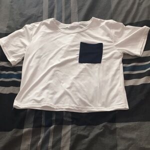 White and Blue Crop-Top